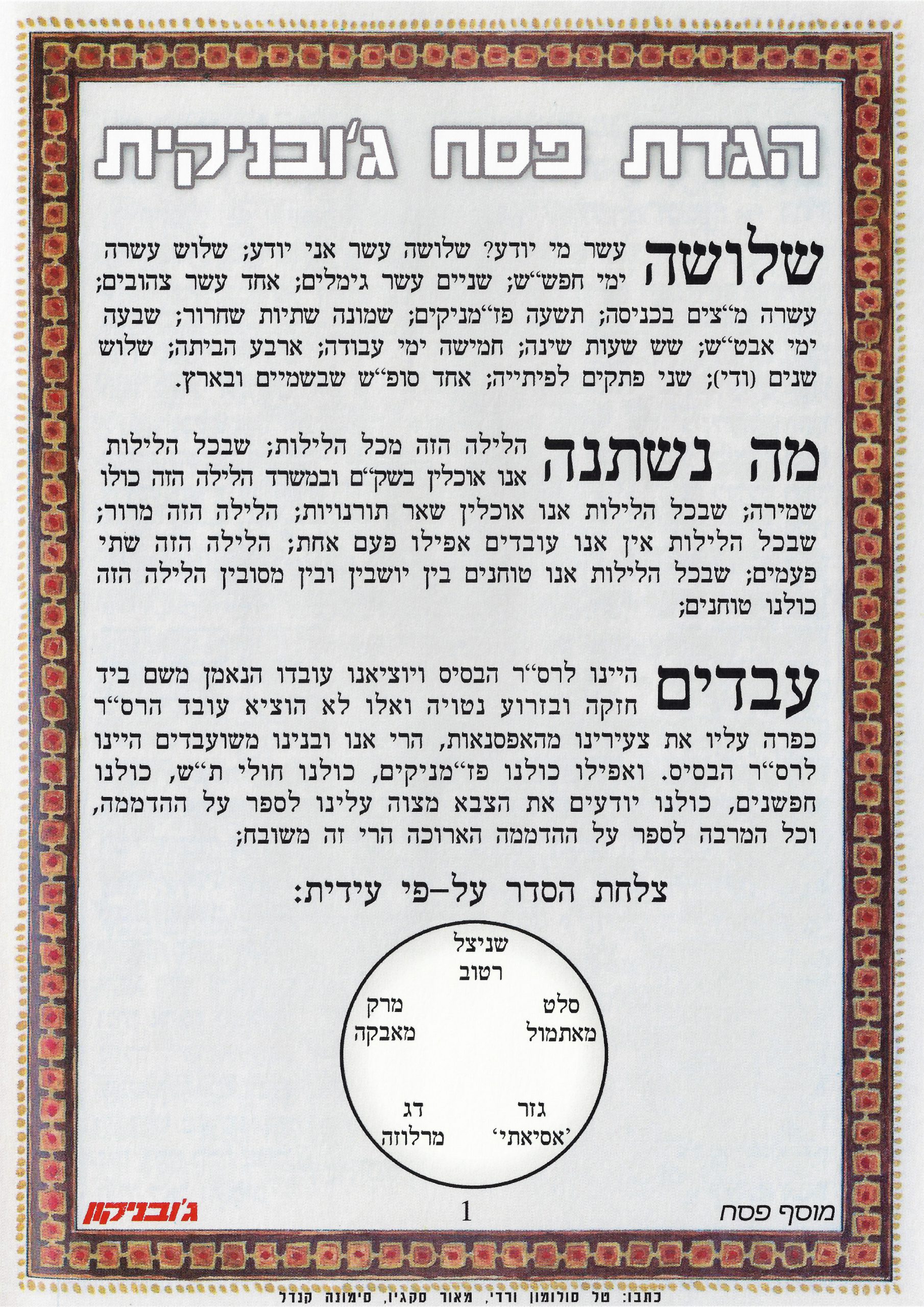 ג׳ובניקון - הגדת פסח ג׳ובניקית. עיצוב: טל סולומון ורדי